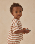 TERRY TEE + SHORT SET LATTE STRIPE, Quincy Mae