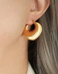 U Shape Earrings - 18 K Gold Plated