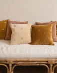 Velvet Cushion Daisy Mustard