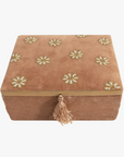 Velvet Box allover Dasies in Beads Terra