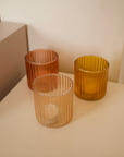 Ribbed Glass Tealight Holder | Mustard