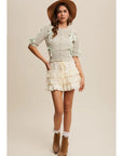Lace Tiered Shorts with Ruffle Details