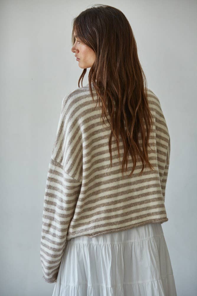 Agnes Stripes Knit Buttondown Cardigan