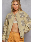 Balloon Sleeve Oversized Fit Quilted Jacket