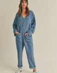 Washed Denim Buttondown Jumpsuit