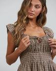 Dakota Checked Ruffle Midi Dress