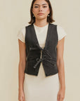 Black Denim Tie Vest