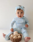 *SALE* Bamboo Zip Romper | Blue Bows
