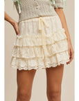 Lace Tiered Shorts with Ruffle Details