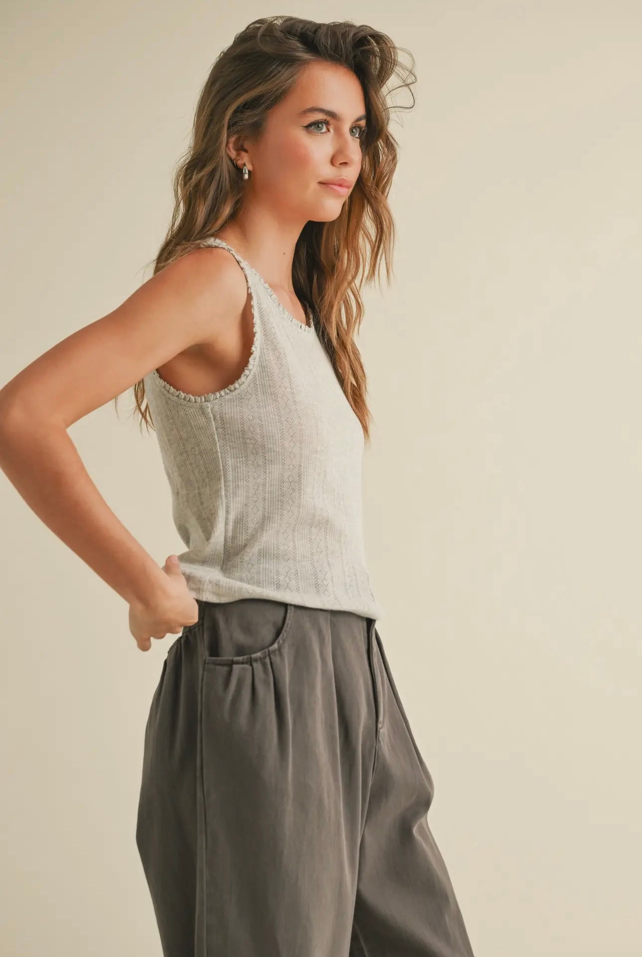 Pointelle Mini Ruffle Top