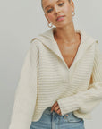 Drama Collar V Neck Sweater