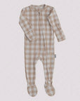 Bamboo Footed Sleepers | Tan Gingham