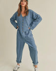 Washed Denim Buttondown Jumpsuit