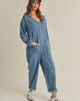 Washed Denim Buttondown Jumpsuit