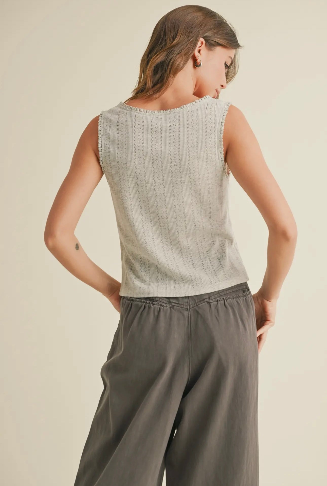Pointelle Mini Ruffle Top