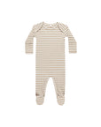 Ribbed Footie, Latte Stripe - Quincy Mae