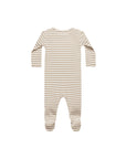 Ribbed Footie, Latte Stripe - Quincy Mae