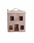 Wood Folding Doll House with Leather Handle & Metal Latch