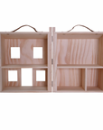 Wood Folding Doll House with Leather Handle & Metal Latch