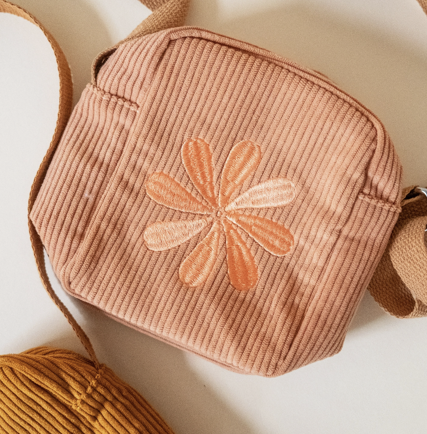 Corduroy Crossbody Bag in Dusty Pink