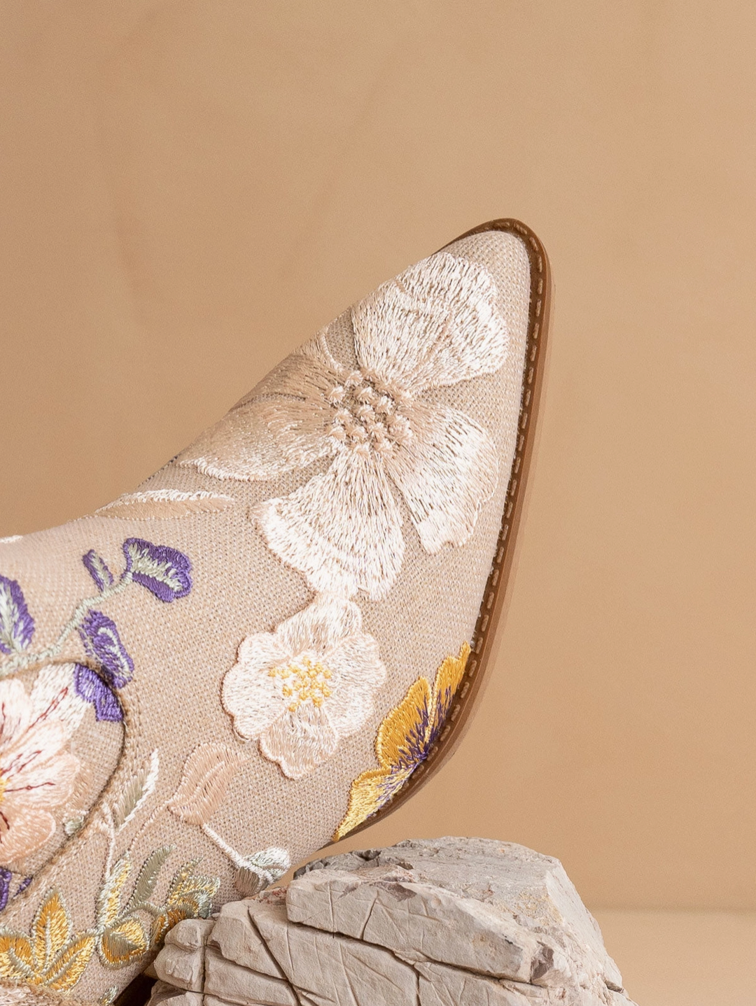 The Wanda | Taupe Floral Applique Western Boot