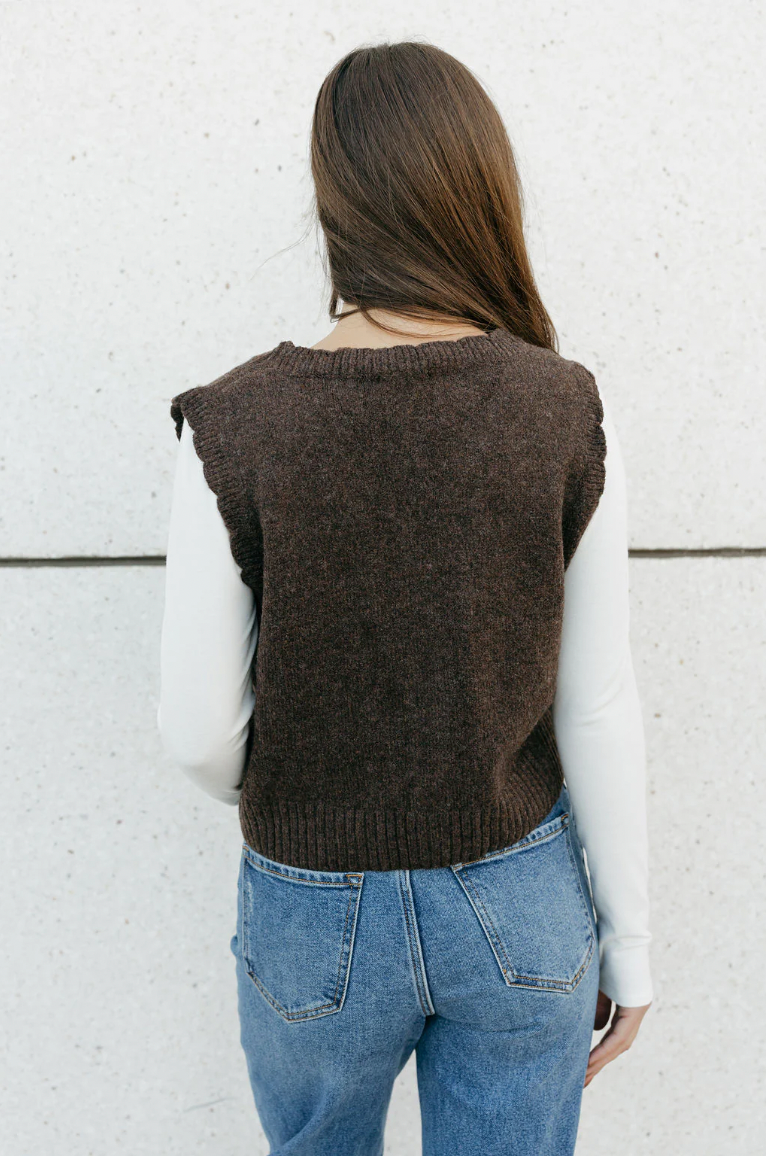 Floral Knit Vest - Espresso