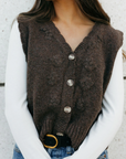 Floral Knit Vest - Espresso