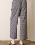 Gingham Elastic Pant With Lace Trim