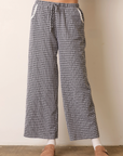 Gingham Elastic Pant With Lace Trim