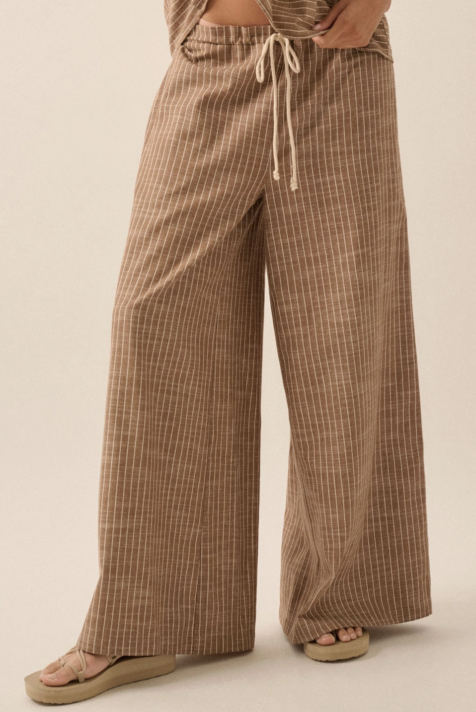 Striped Smoked Top + Wide Leg Pant Set