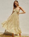 Fern Paisley Halter Tiered Dress