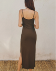 Ribbed Knit Bodycon Maxi Dress - Coffee Bean