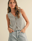 Hook & Eye Closer Vest Cardigan (Salt + Pepper)