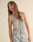 Hook & Eye Closer Vest Cardigan (Salt + Pepper)