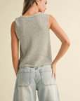 Hook & Eye Closer Vest Cardigan (Salt + Pepper)