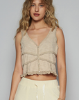 V-Neck Sleeveless Lace Detail Top