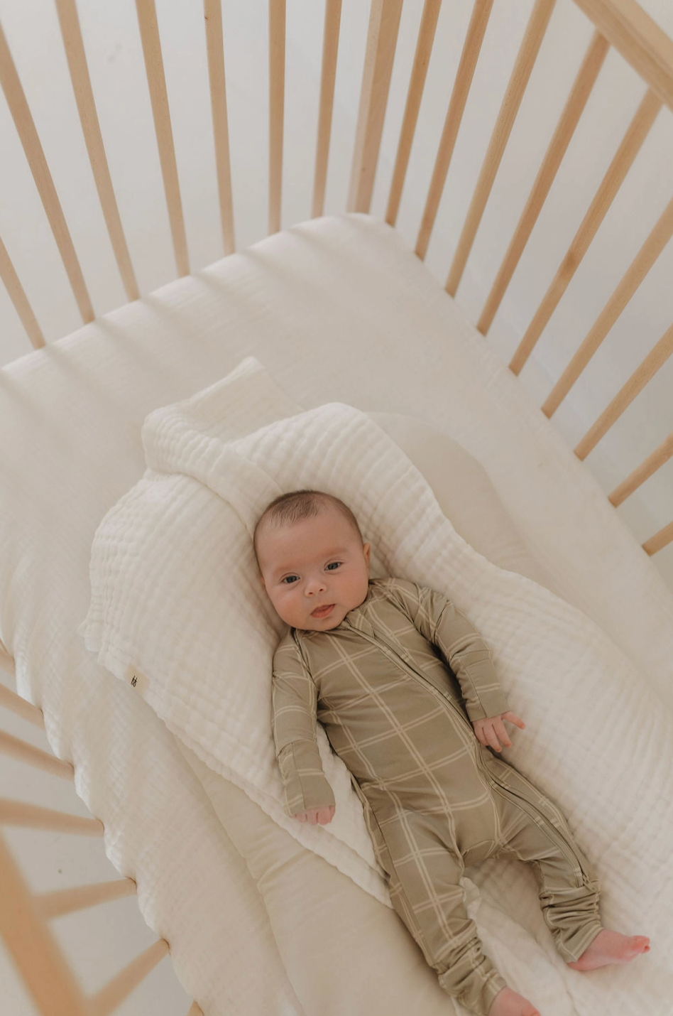 Bamboo Zip Romper | Linen Grid
