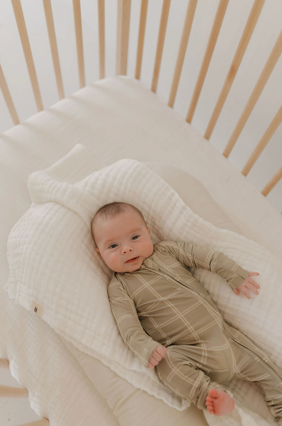 Bamboo Zip Romper | Linen Grid
