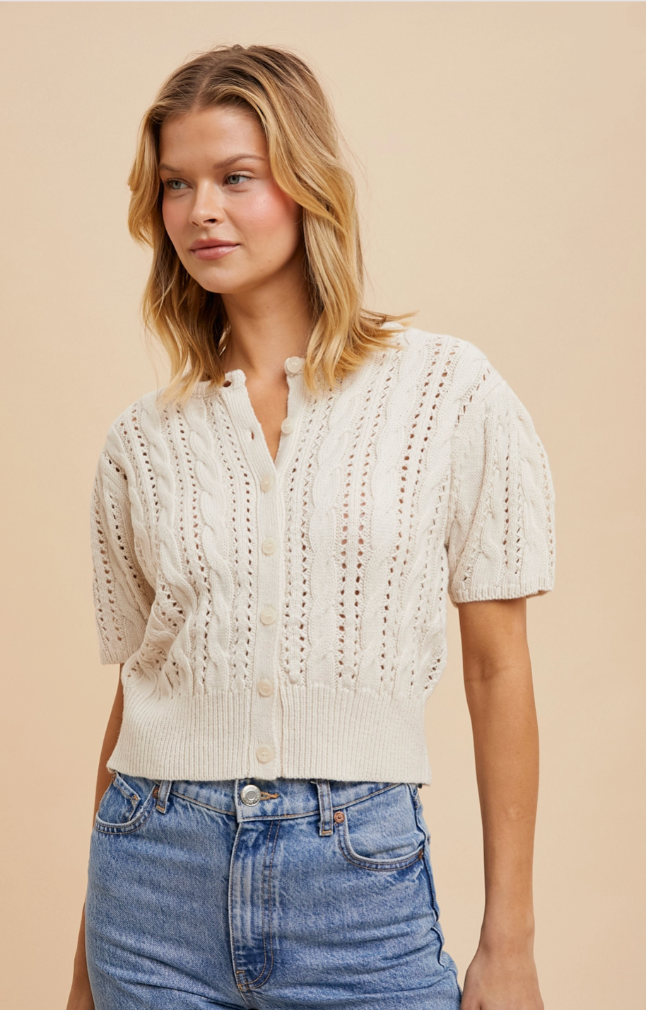 Cable Knit Puff Sleeve Cardigan – Kindred Shop & Studio