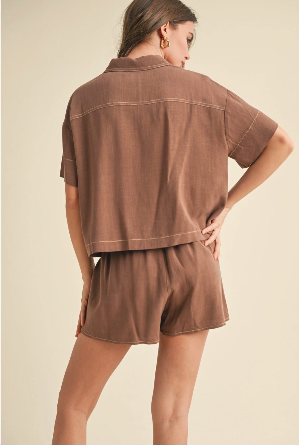 Brownie Button Up Boxy Shirt and Shorts Set