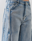Pintucked Wide Denim Pants