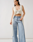 Pintucked Wide Denim Pants