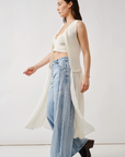 Pintucked Wide Denim Pants