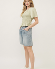 Jacquard Fabric Smocking Top Sage