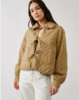 Quilted Frilly Collar Bow Tie Denim Jacket