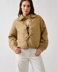 Quilted Frilly Collar Bow Tie Denim Jacket