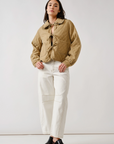 Quilted Frilly Collar Bow Tie Denim Jacket