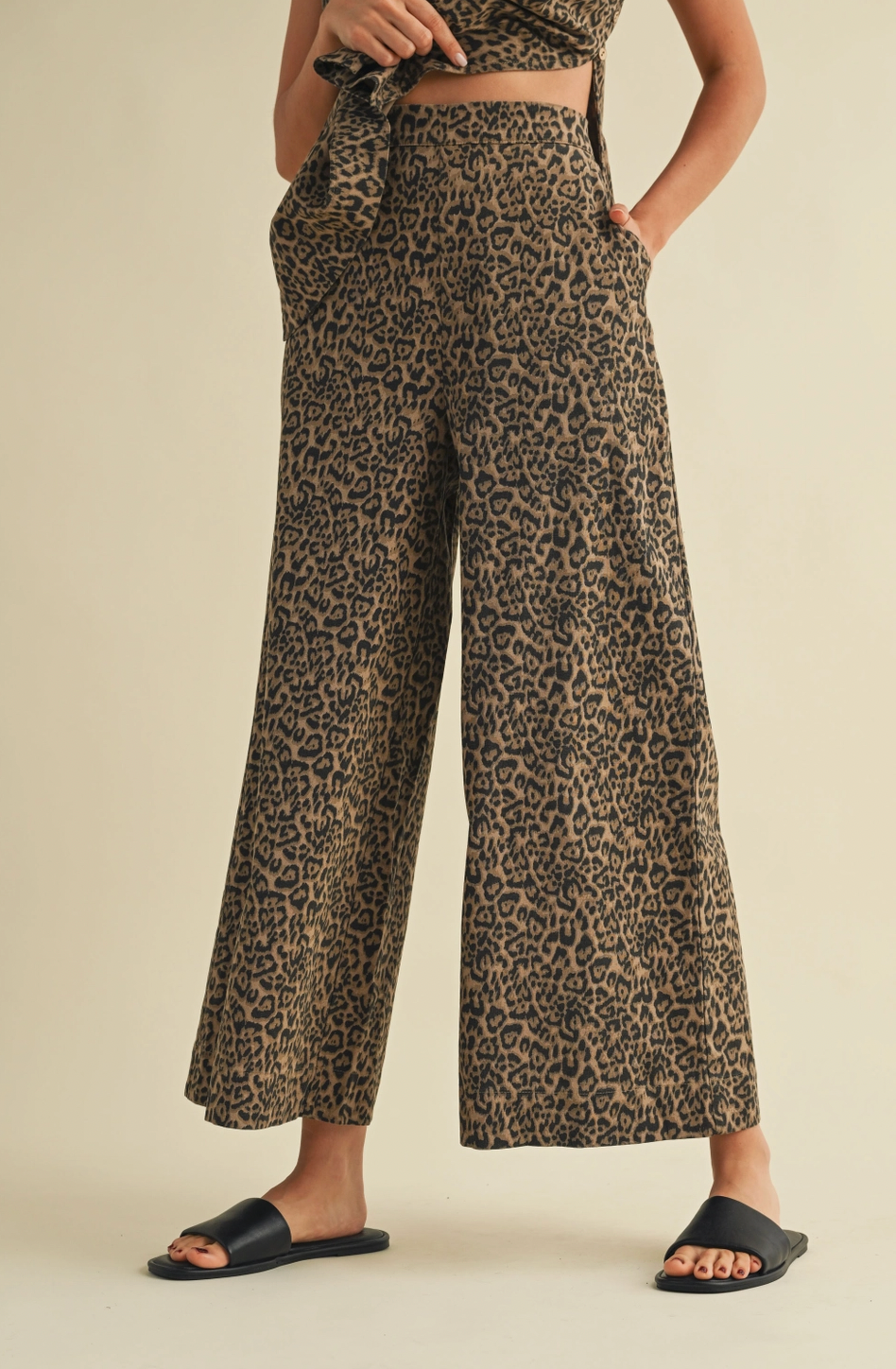 Leopard Cami with Side Vent and Wide Ankle Pants