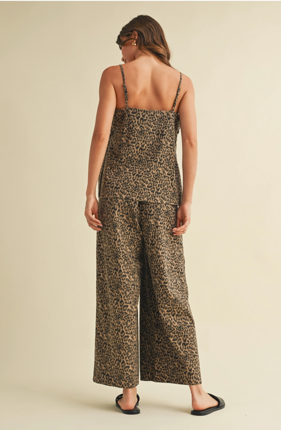 Leopard Cami with Side Vent and Wide Ankle Pants