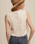 Embroidered Lace Tie-Front Vest